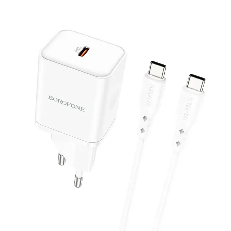 Borofone Wall charger BN6 Field - Type C - QC 3.0 PD 20W with Type C to Typ C cable white