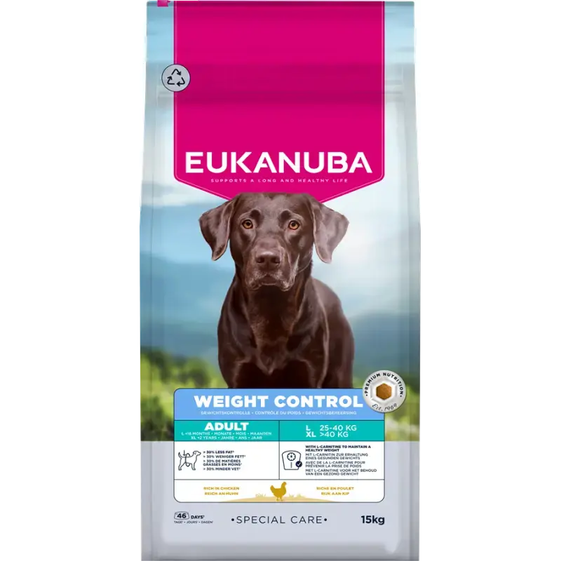 Sausa barība suņiem - Eukanuba Adult, Large, Weight Control, Chicken, 15KG