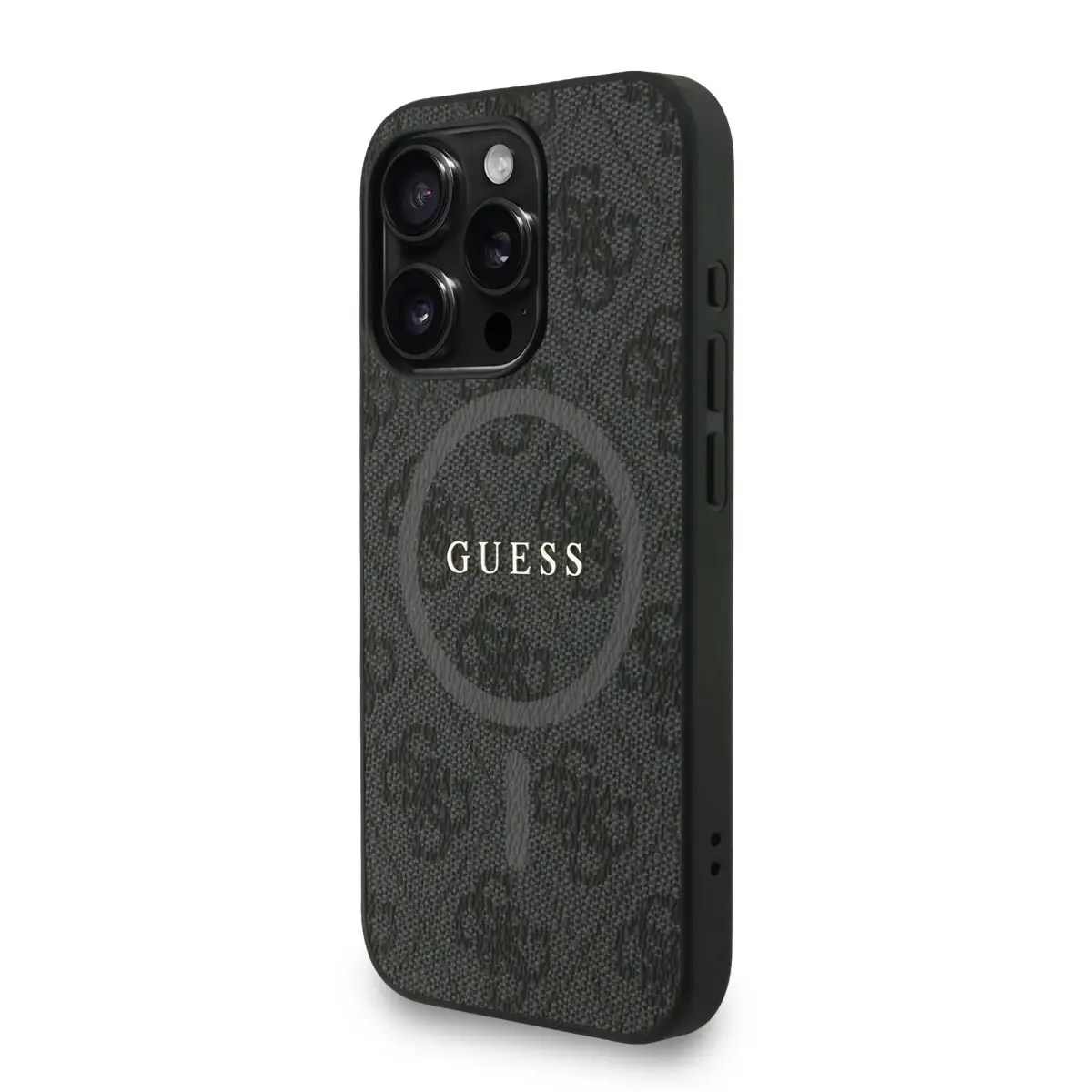 Guess PU Leather 4G Colored Ring Strap MagSafe Case for iPhone 15 Pro Max Black