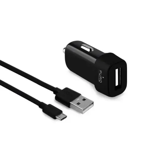 Puro MCHUSBMICROCBLK car charger | 5W | USB-A | with MicroUSB cable included | black