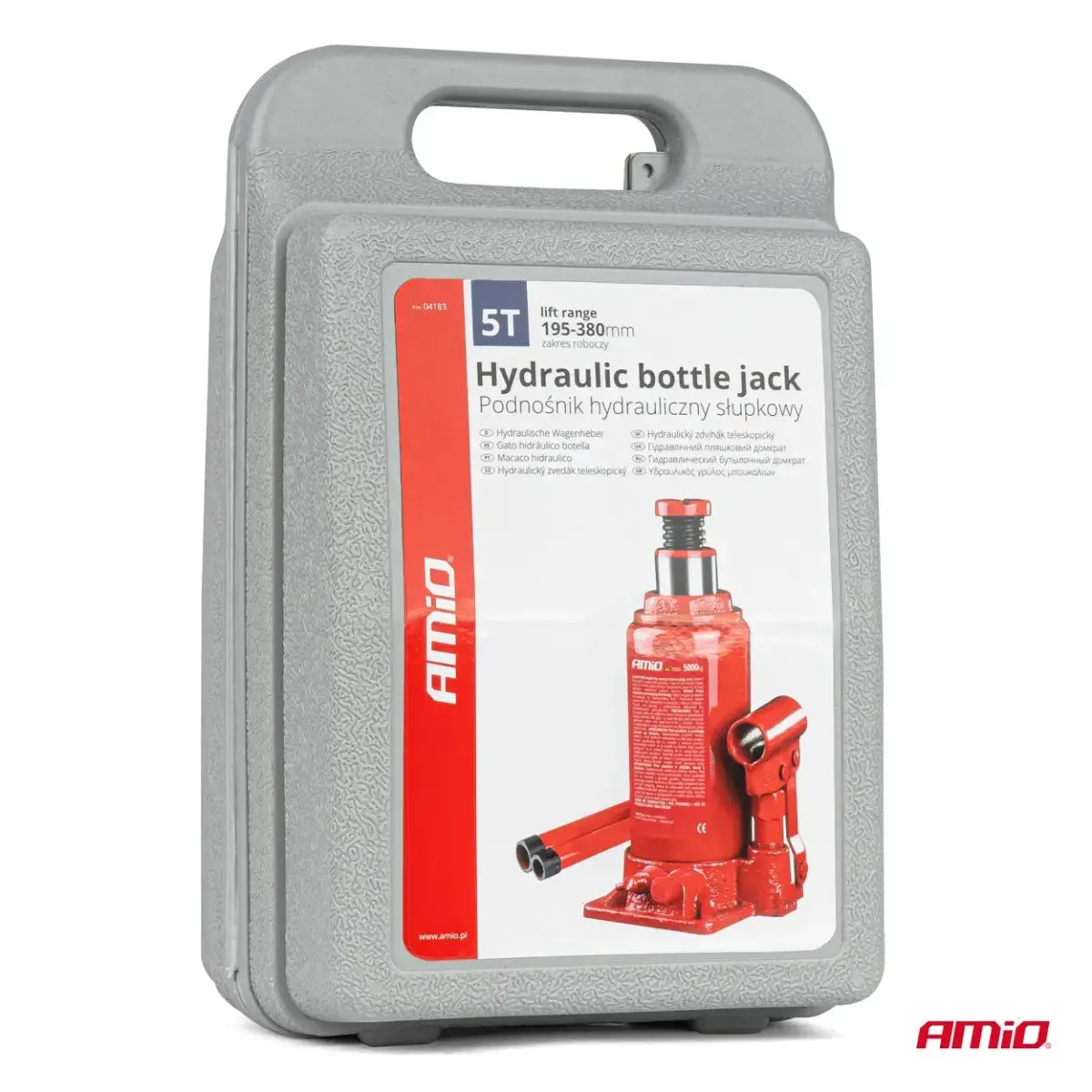 Bottle hydraulic jack 5T PVC box AMIO-04183