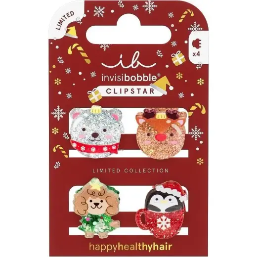 Invisibobble, Mollette + Clip per Capelli, Haarklemme Clipstar Kids Sparkle in a Cup (4pz.)