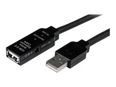 StarTech.com 15m USB 2.0 Active Extension Cable - M|F - 15 meter USB 2.0 Repeater Cable Cord - USB A Male to USB A Female - 15 m, Black (USB2AAEXT15M) - USB extension cable - USB to USB - 15 m