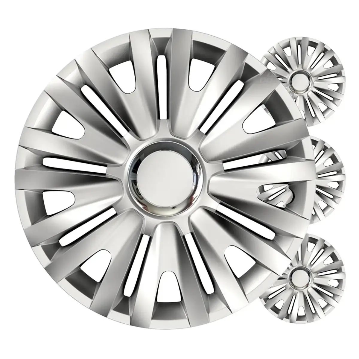 Car hubcaps 4pcs set Royal silver 15" COLOR BOX