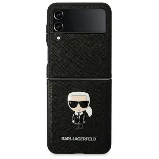 Karl Lagerfeld PU Saffiano Ikonik Case for Samsung Galaxy Z Flip 4 Black