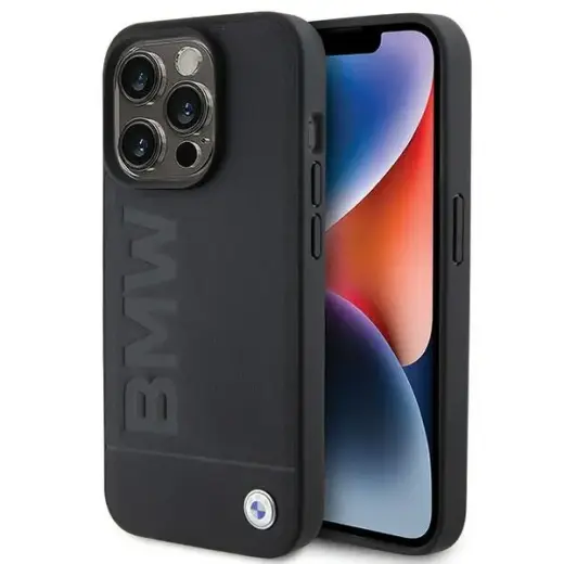 BMW BMHMP15LSLLBK iPhone 15 Pro 6.1" czarny|black MagSafe Leather Hot Stamp