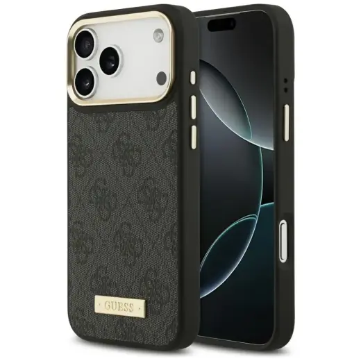 Guess 4G Logo Plate MagSafe Case for iPhone 17 Pro Max Black