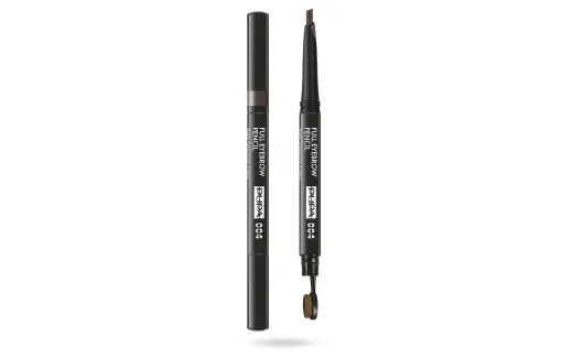 Pupa, Full, Paraben-Free, Definer, Double-Ended, Eyebrow Cream Pencil & Brush 2-In-1, 004, Extra Dark, 0.2 g *Tester