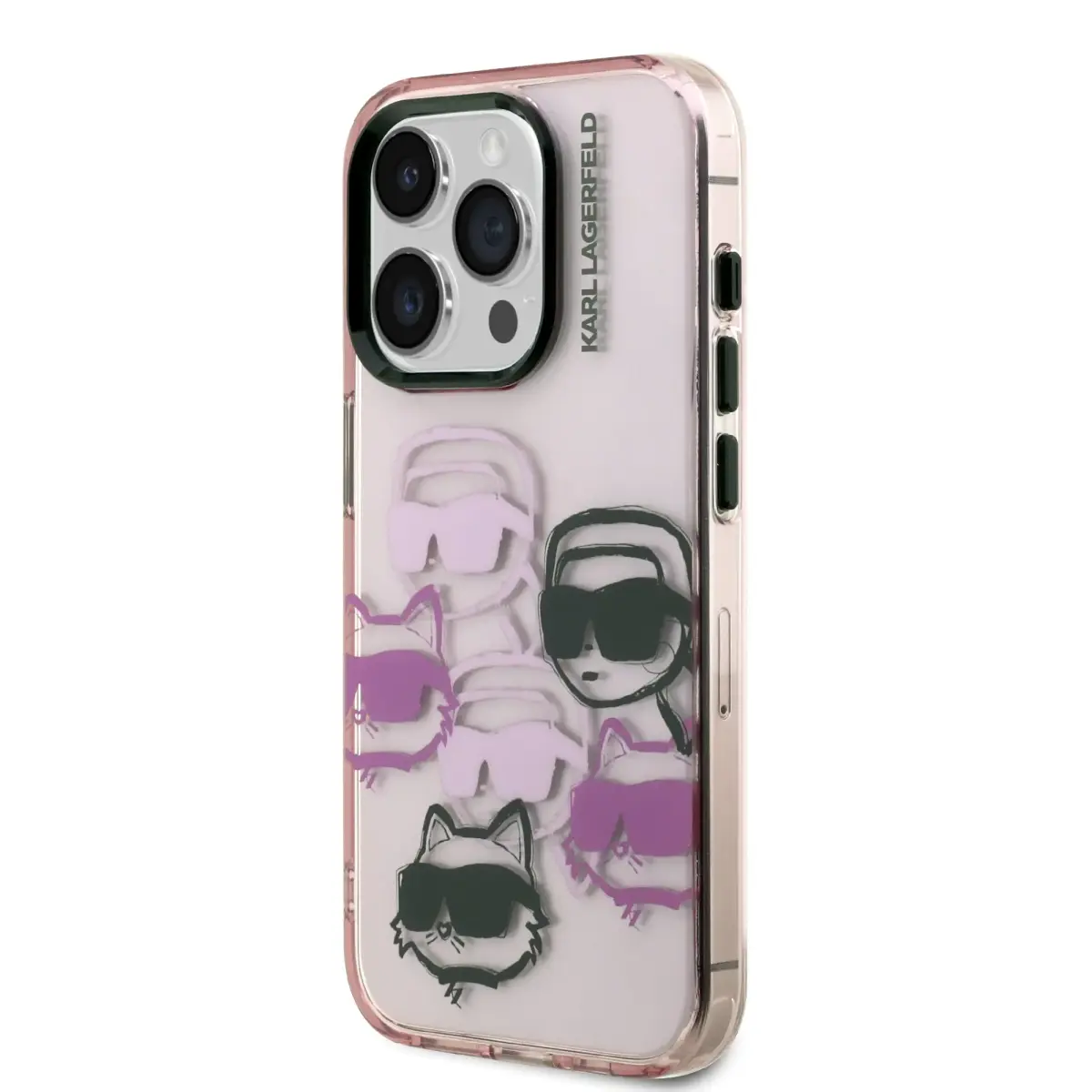 Karl Lagerfeld IML Multi K&CH Heads Case for iPhone 15 Pro Max Pink