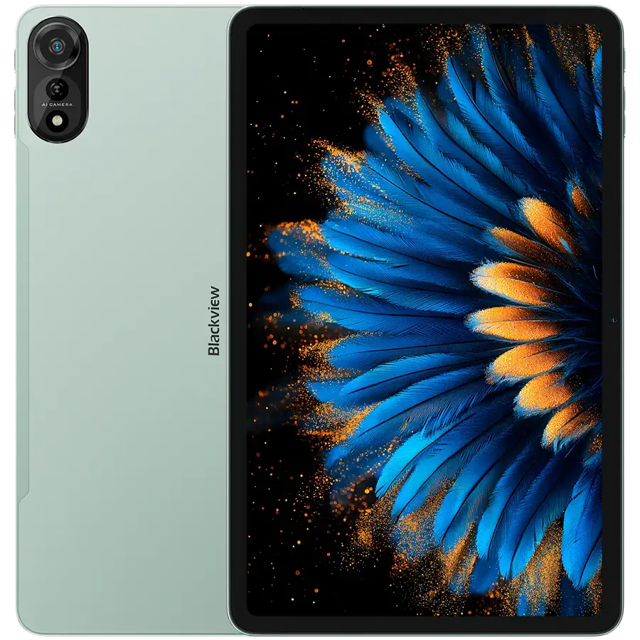 Blackview MEGA 2 SET LTE 12-inch FHD+IPS 1200x2000 60Hz 12GB+256GB Unisoc T615 Octa-core 1.6GHz Cam Front 8MP Rear 16MP 9000mAh+Charging 18W Fast / Cable Film Case Stylus Mouse Keyboard EN Netflix HD Android 15 Moss Green