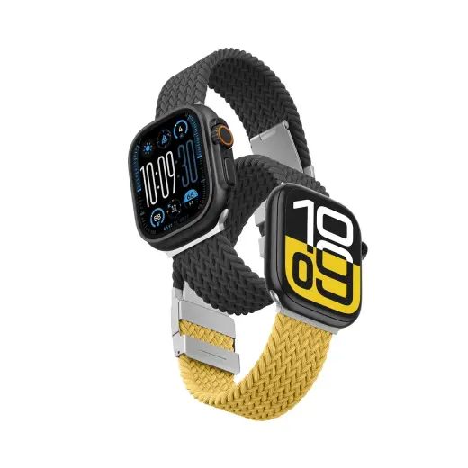 AmazingThing Blend viedpulksteņa siksniņa priekš Apple Watch (45/46/49 mm) | silikons | dzeltena-melna/melna