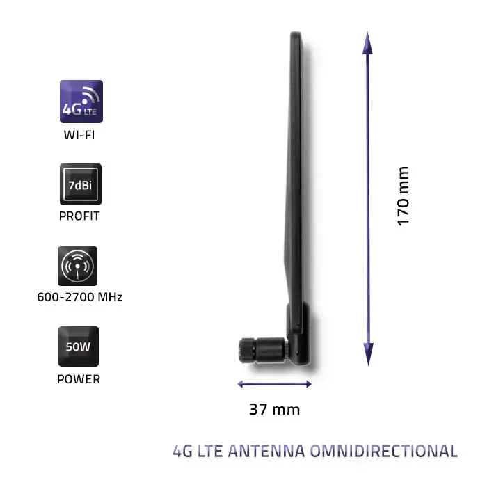 Qoltec 4G LTE antenna omnidirectional | 7dBi | Indoor