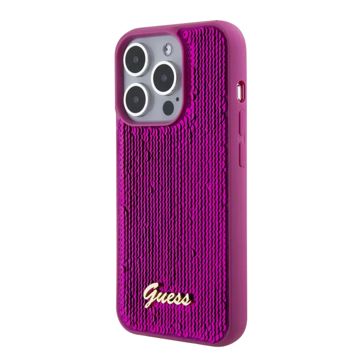 Guess Sequin Script Logo Case for iPhone 15 Pro Max Magenta
