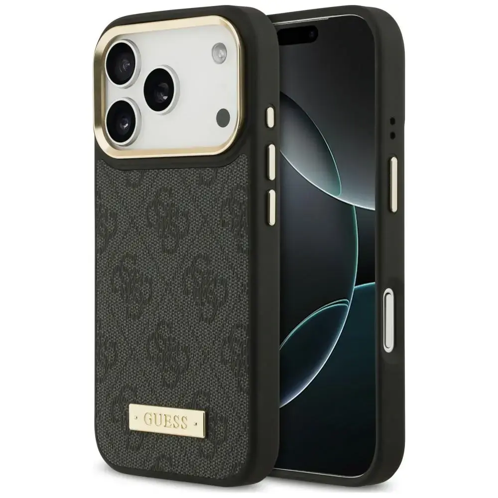 Case Guess 4G Logo Plate MagSafe for      iPhone 18 Pro Max / 17 Pro Max black