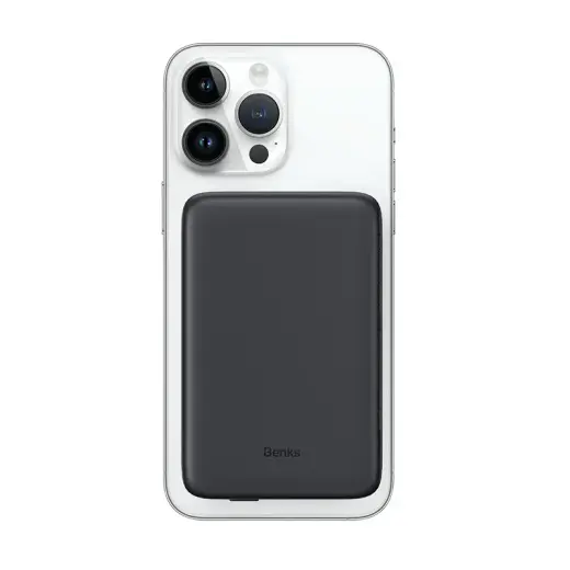 Benks Ārējais akumulators (powerbank) 10000mAh MP07 - USB + USB-C - magnētisks ar indukcijas uzlādi melns