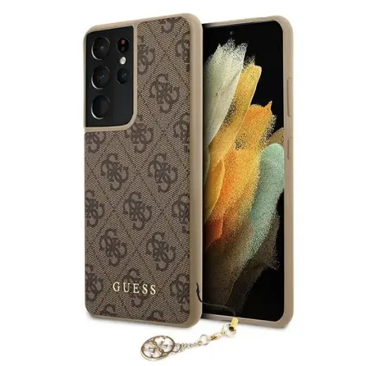 Guess GUHCS21LGF4GBR S21 Ultra G998 brązowy|brown hardcase 4G Charms Collection