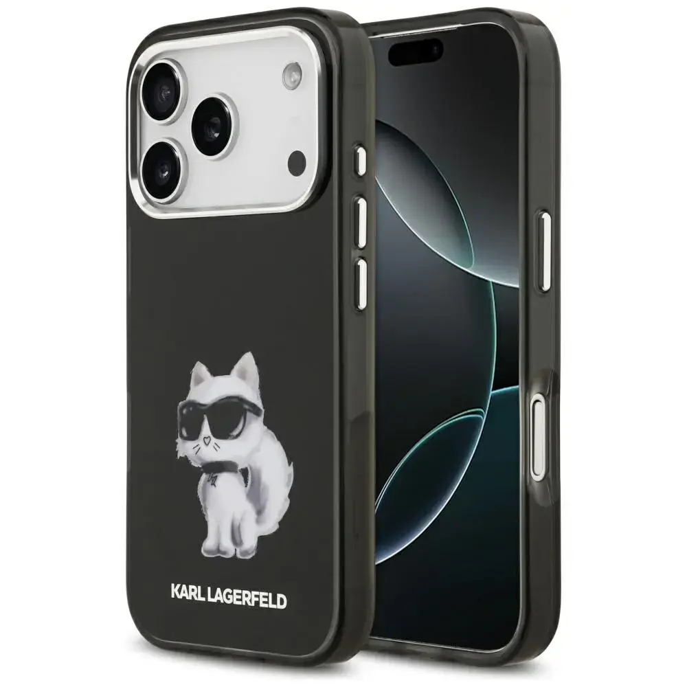 Karl Lagerfeld IML Aquarelle Choupette & Logo чехол с поддержкой MagSafe для телефона iPhone 17 Pro чёрный