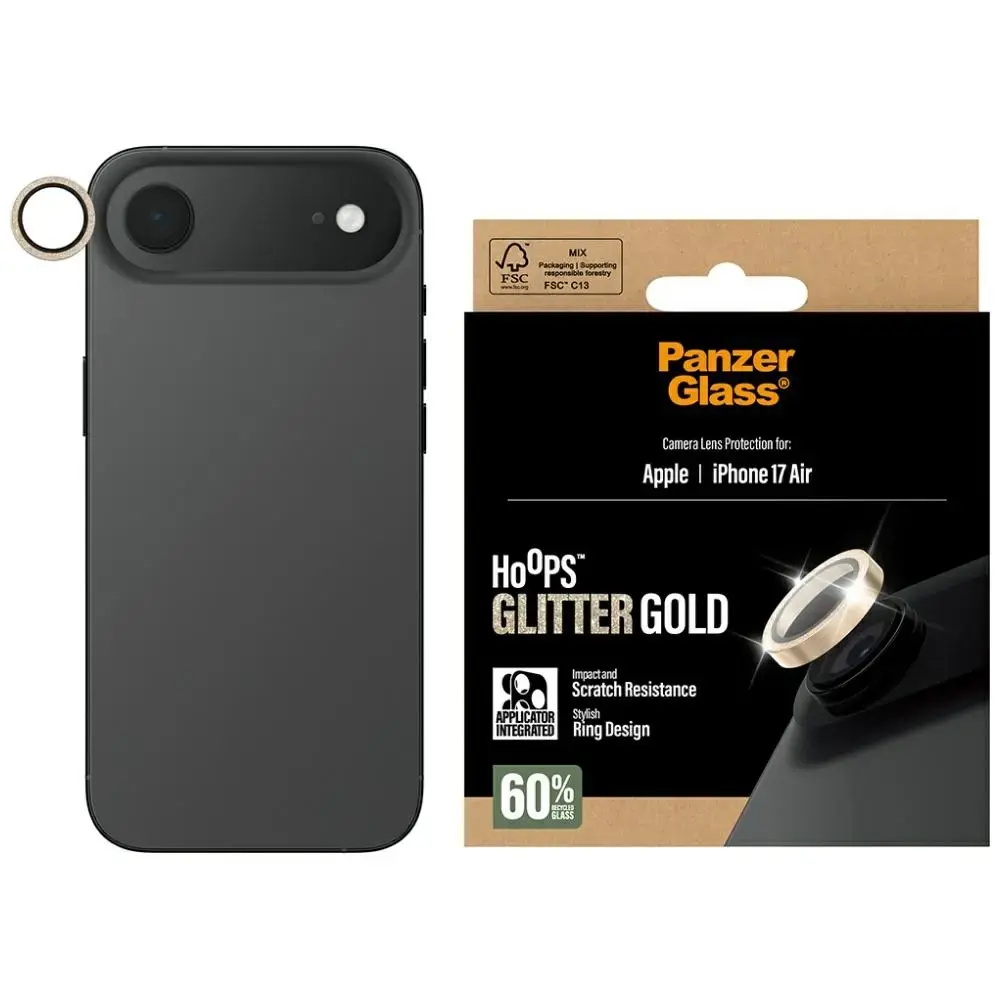 Tempered glass lens protector PanzerGlass  Hoops Glitter do iPhone Air złoty