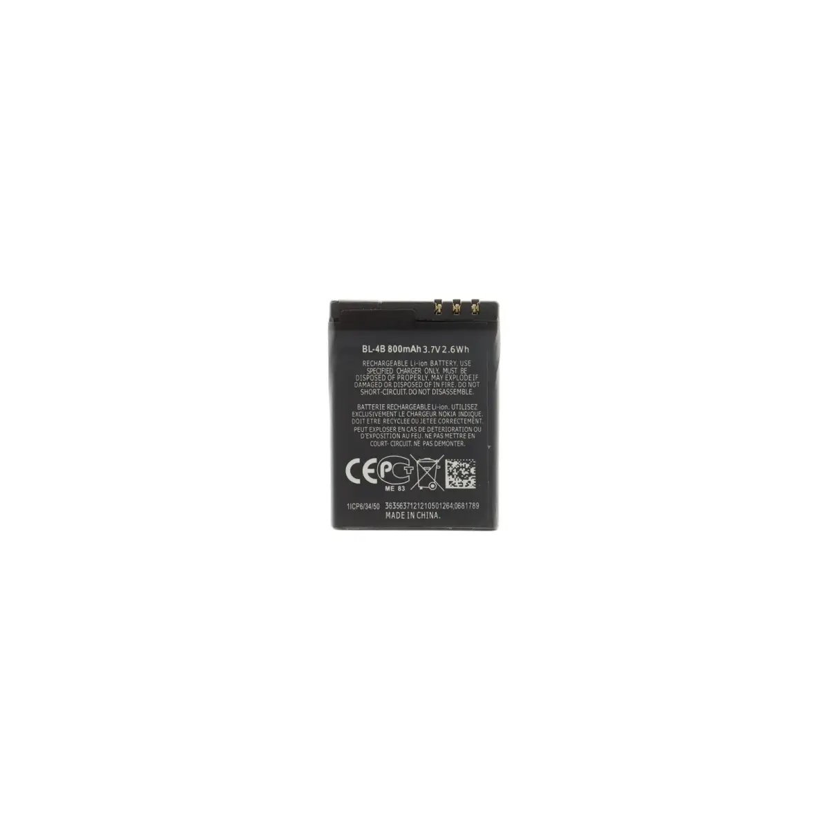 For_Nokia BL-4B Battery for Nokia 800mAh