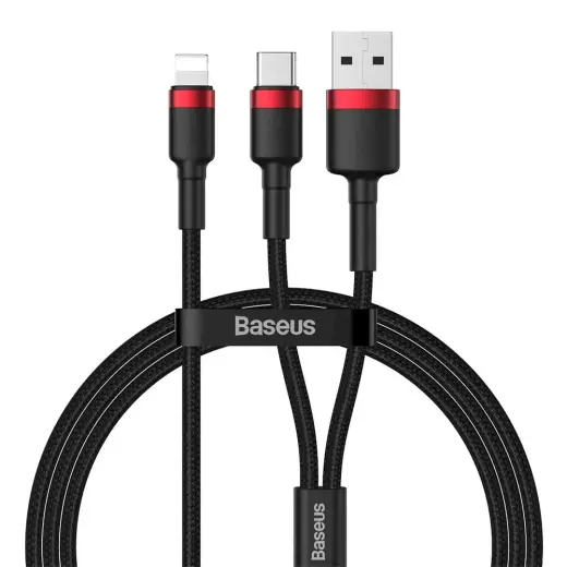 Baseus Cafule CATKLF-EL91 USB-C -> Lightning Datu un Uzlādes vads 18W | PD 2.0 | 100 cm Melns - Sarkans