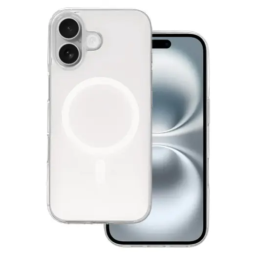 Glossy telefono dėklas su MagSafe palaikymu iPhone 16 baltas