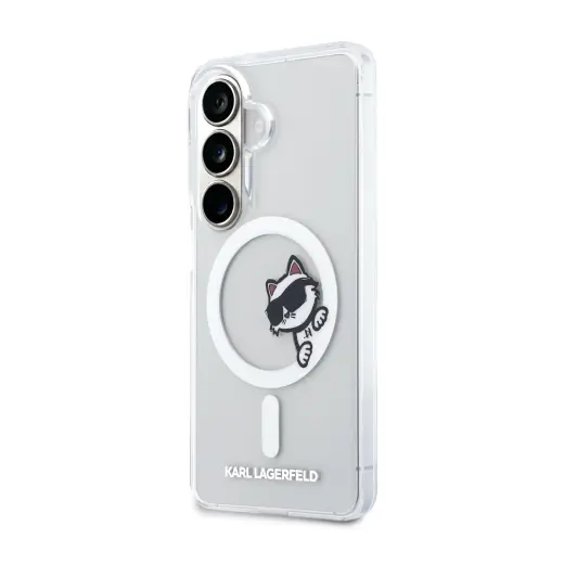 Karl Lagerfeld IML Choupette Peekaboo Logo Magnetic Case for iPhone Samsung Galaxy S26 Transparent