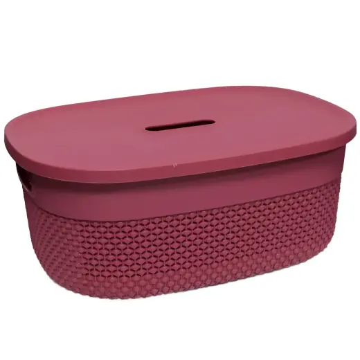 Basket with lid Deny 38x28x15cm, red