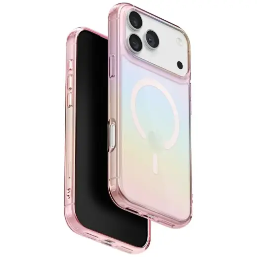 UNIQ Iridescia case for iPhone 17 Pro Max Magclick Charging pink prism