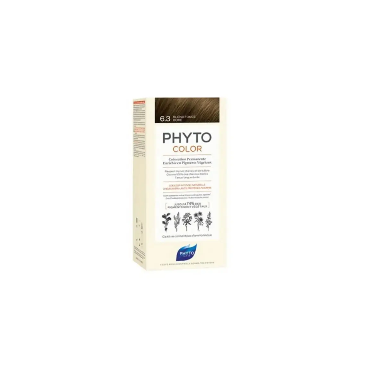 Phyto, Phytocolor, Permanent Hair Dye, 6.3 Dark Golden Blonde, 112 ml