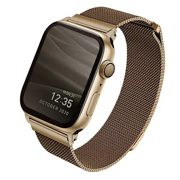 UNIQ viedpulksteņa siksniņa priekš Apple Watch (42/44/45 mm) | nerūsējošs tērauds | zelta krāsā