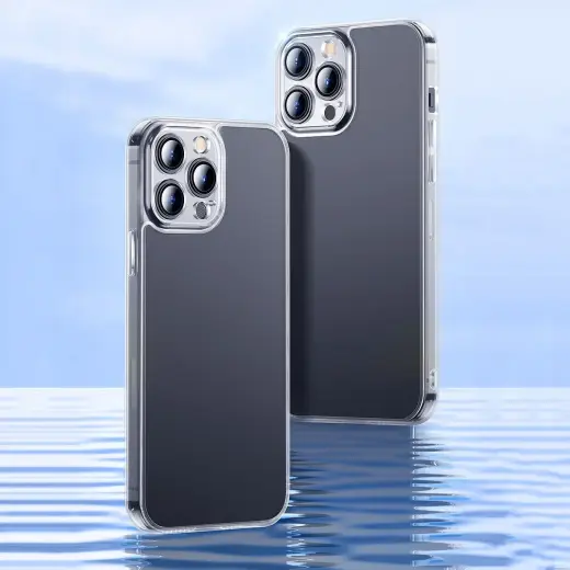 Baseus Frosted Glass Case Cover for iPhone 13 Pro Max Hard Cover with Gel Frame black (ARWS001101)