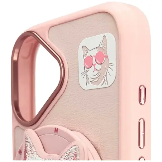Nimmy Glasses Cool Cat ümbris telefonile iPhone 16 jaoks, roosa koos MagSafe funktsiooniga