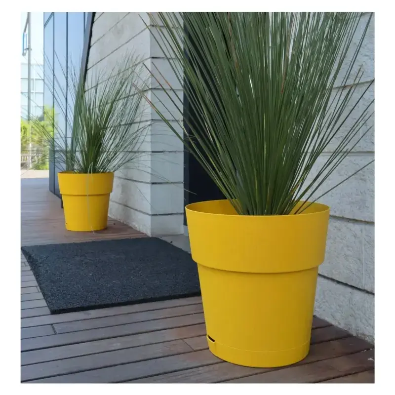 Puķu pods ar paliktni Ethica Ø30x29cm sinepju dzeltens