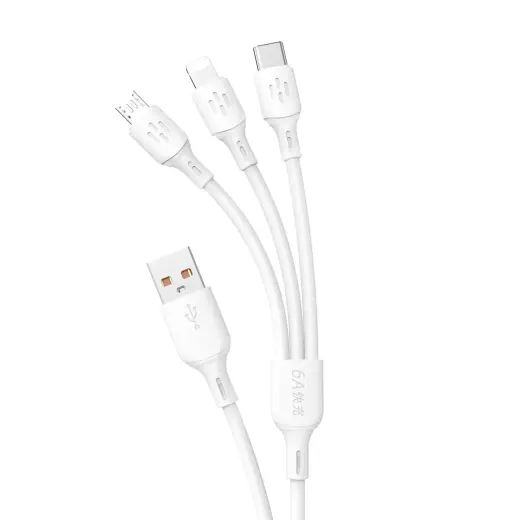 Dudao L8A-3in1 3-in-1 data transfer and charging cable | USB-A to USB-C | 30W | 1.2m | white