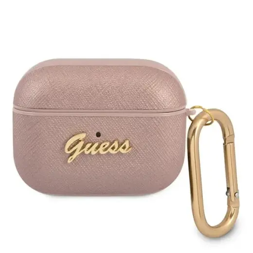 Guess GUAPSASMK AirPods Pro cover black/black Saffiano Script Metal Collection