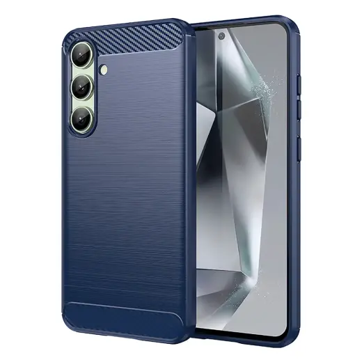 Carbon telefono dėklas Samsung Galaxy S24 FE (S721) mėlynas