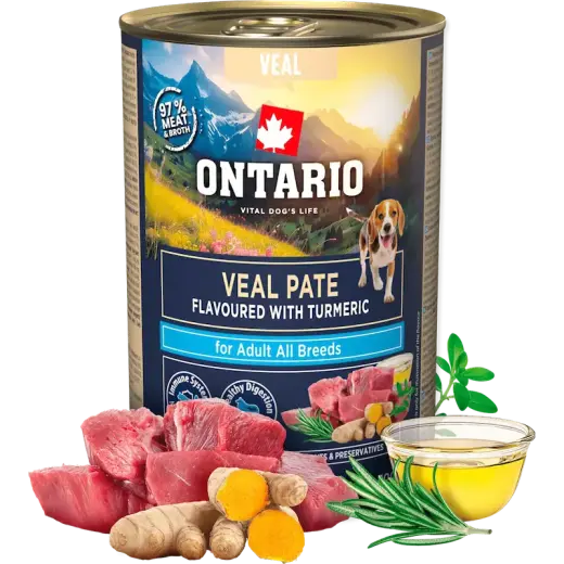 Konservi suņiem - Ontario Adult Veal Pate with Turmeric Flavor 400g