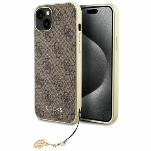 Guess GUHCP15SGF4GBR iPhone 15 6.1" brown|brown hardcase 4G Charms Collection