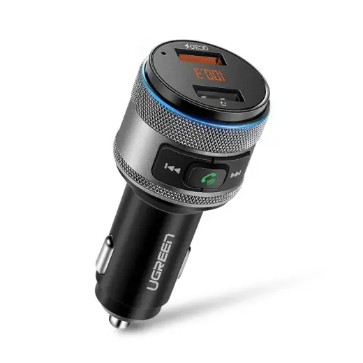 Ugreen ED029 automašīnas fm raidītājs 3.1A | 2 x USB | Bluetooth 5.0 melns