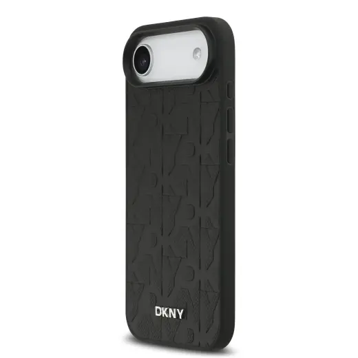 DKNY PU Leather Grid Pattern maciņš telefonam ar MagSafe atbalstu Apple iPhone 17 Air melns