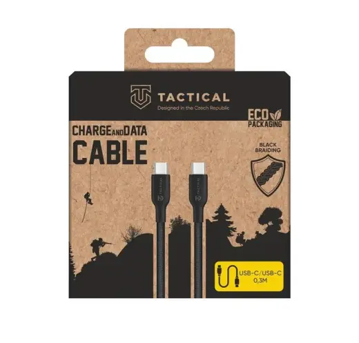 Tactical Stitch Thread duomenų perdavimo ir įkrovimo laidas | USB-C į USB-C | 0.3m | juodas