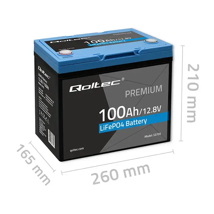 Qoltec LiFePO4 lithium iron phosphate battery | 12.8V | 100Ah | 1280Wh | BMS