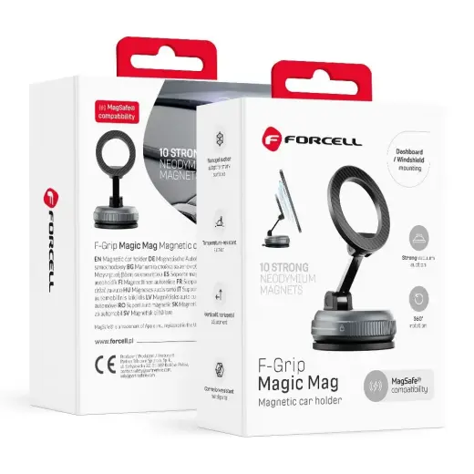 Forcell F-Grip Magic Mag magnetiline auto telefonihoidik iminapaga MagSafe ühilduv must