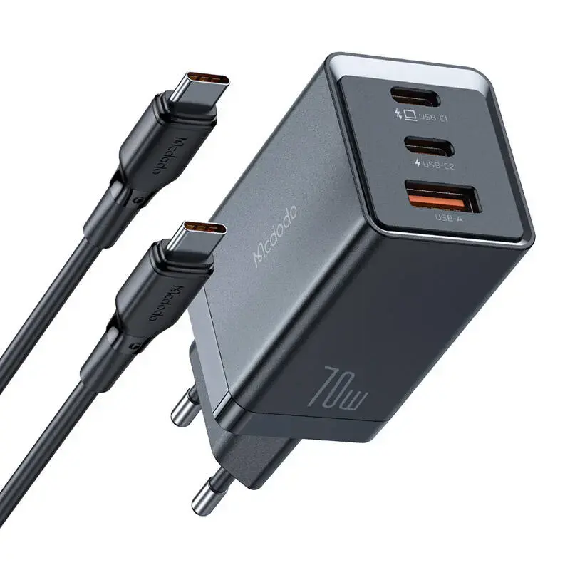 Mcdodo CH-1543 travel charger | 67W | GaN | USB-C, USB-A | with USB-C to USB-C cable included | black