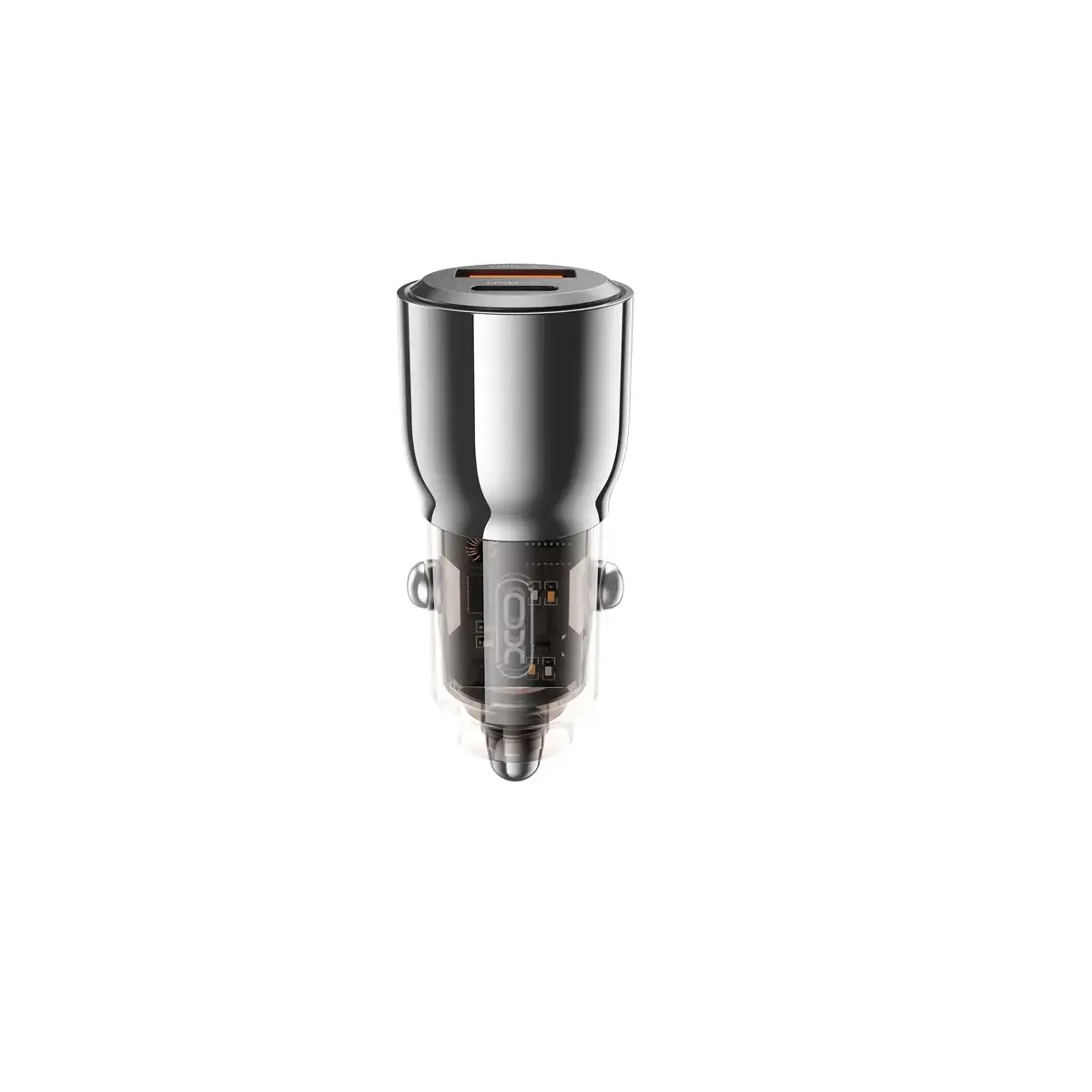XO CC58 auto lādētājs | 95W | PD, QC | USB-A, USB-C | pelēks