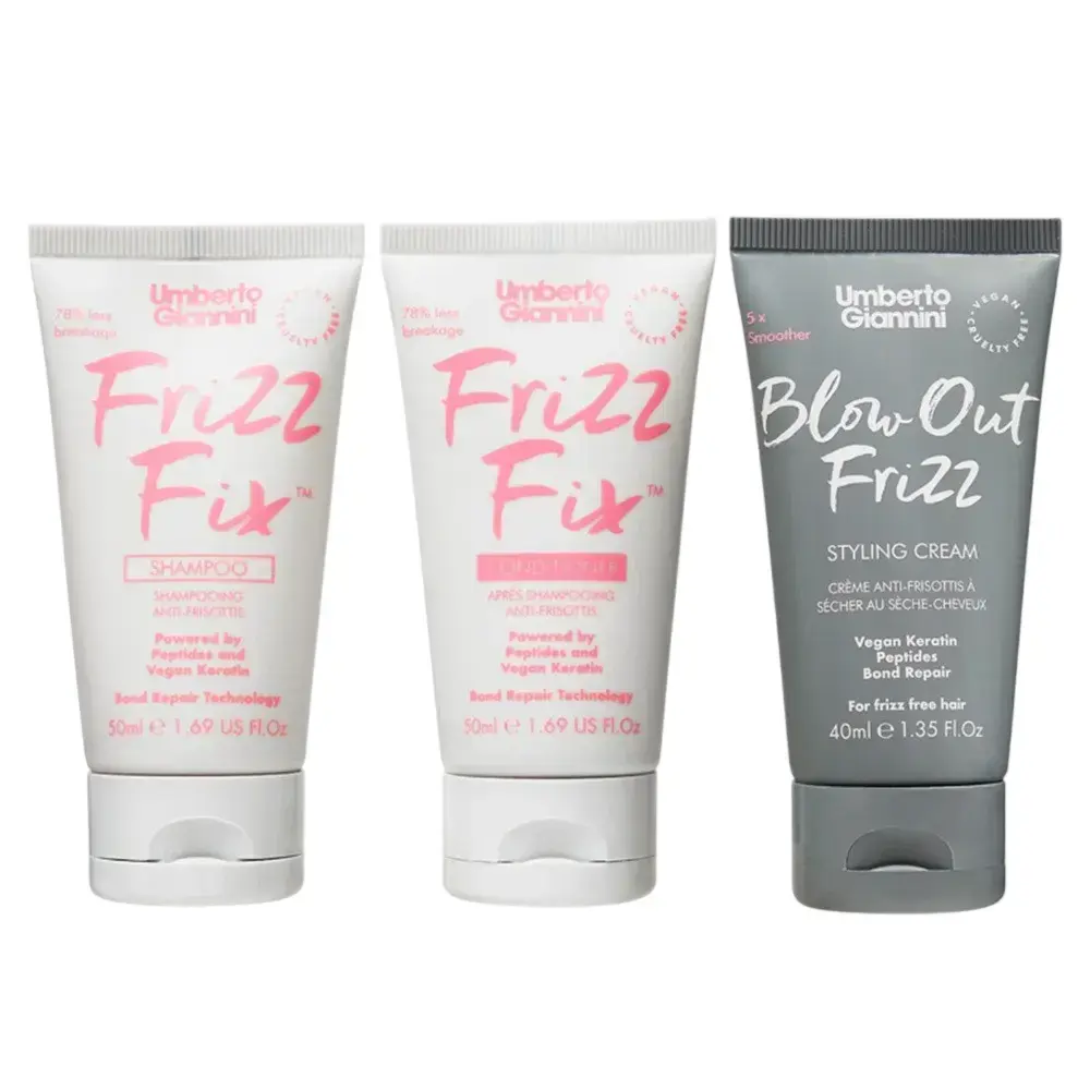 Set Umberto Giannini: Frizz Fix, Hair Shampoo, Anti-Frizz & Repairing, 50 ml + Frizz Fix, Hair Conditioner, Anti-Frizz & Repairing, 50 ml + Blow Out Frizz, Hair Styling Cream, 40 ml