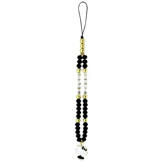 Zawieszka na telefon Hello Kitty Pearls   and Beads Kitty Charm czarny