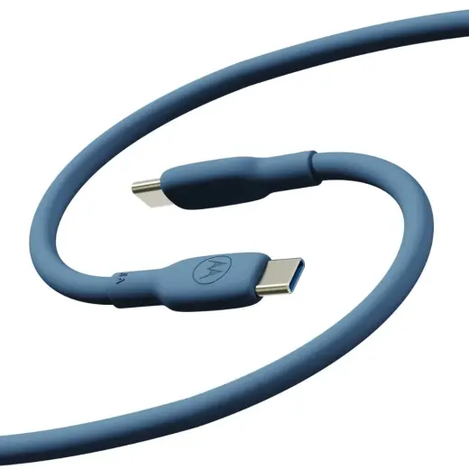 Motorola Silicone data transfer and charging cable | USB-C to USB-C | 100W | 2m | blue