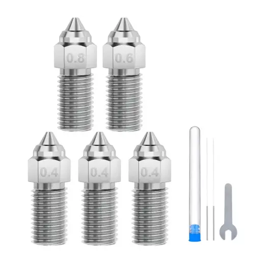 ELEGOO Neptune 4 / 4 Pro Hardened Steel Nozzle Set (0.4 mm x3, 0.6 mm x1, 0.8 mm x1)