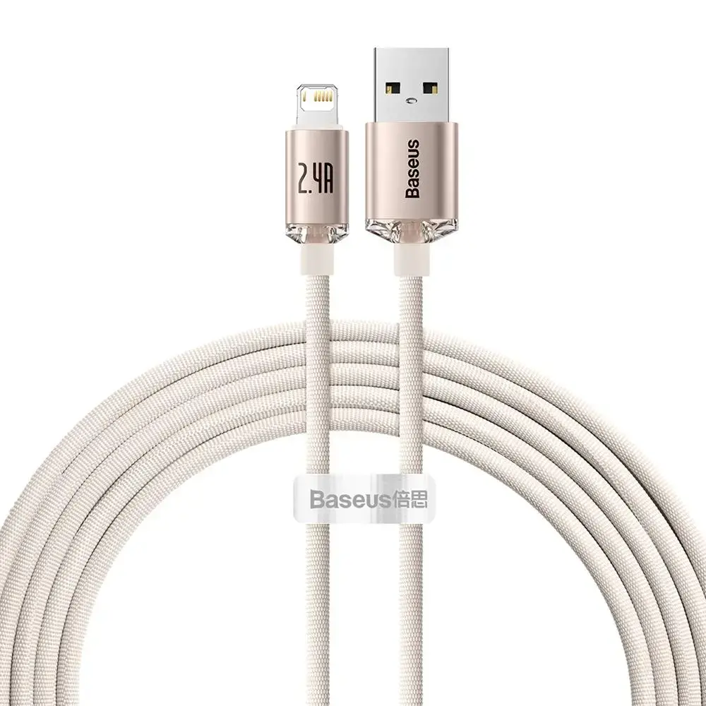 Baseus Crystal Shine data transfer and charging cable | USB-A to Lightning | 12W | 2m | pink